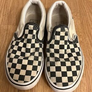 Kids Vans slip ons  black/ white checkers size 13